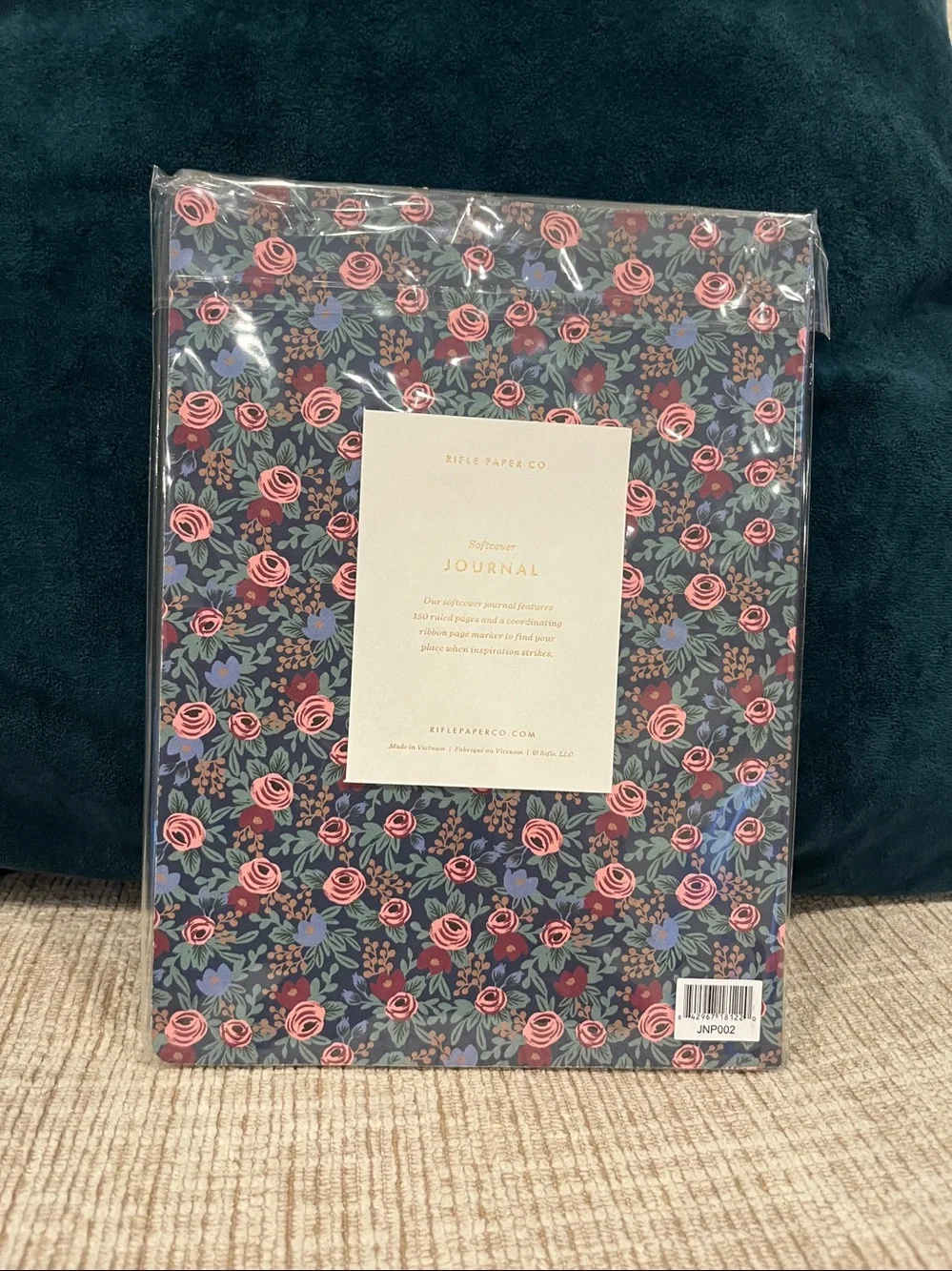 Rifle Paper Co. Navy Floral Journal with Pink Rose Motif